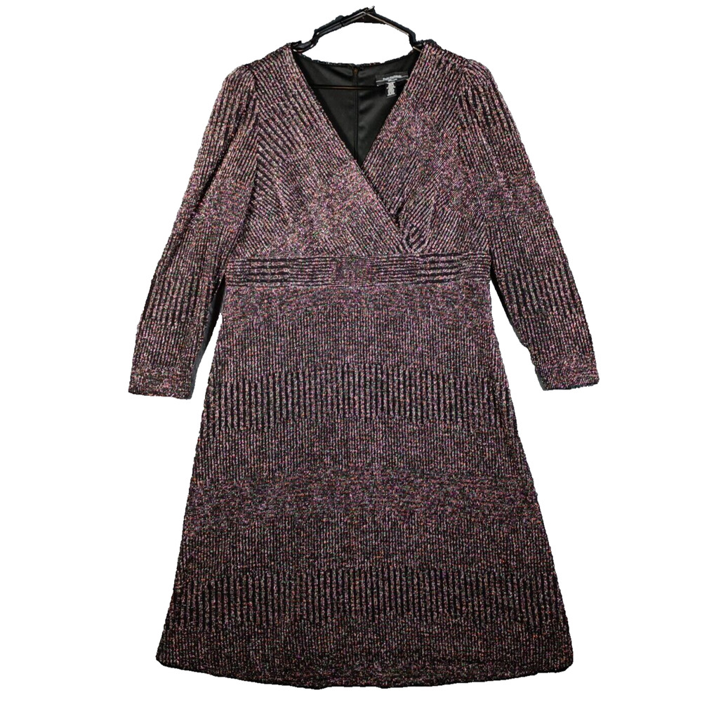 RM Richards Dress Women 16W Black Metallic A Line Evening Plus Size